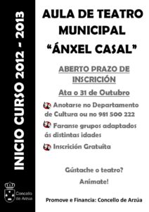 A Aula de Teatro Municipal Ánxel Casal iniciará o novo curso en outubro