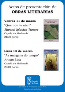 Cartel presentación OBRAS LITERARIAS 11 e 14 marzo