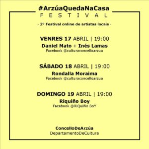 2º Festival online de artistas locais "Arzúa queda na casa"
